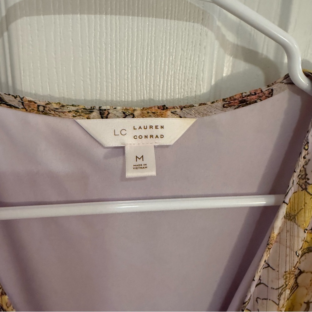 LC Lauren Conrad Long Sleeve Floral Dress - Lavender and Yellow - Picture 4 of 8